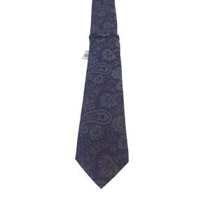 NWT RoundTree & Yorke Luxury Trademark Slim Blue Paisley NeckTie Business Church